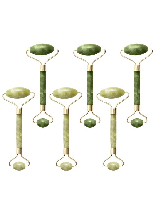 6 packs of Natural Jade Roller Double Jade Crystal Stone Facial Massager Green Color - Image 2