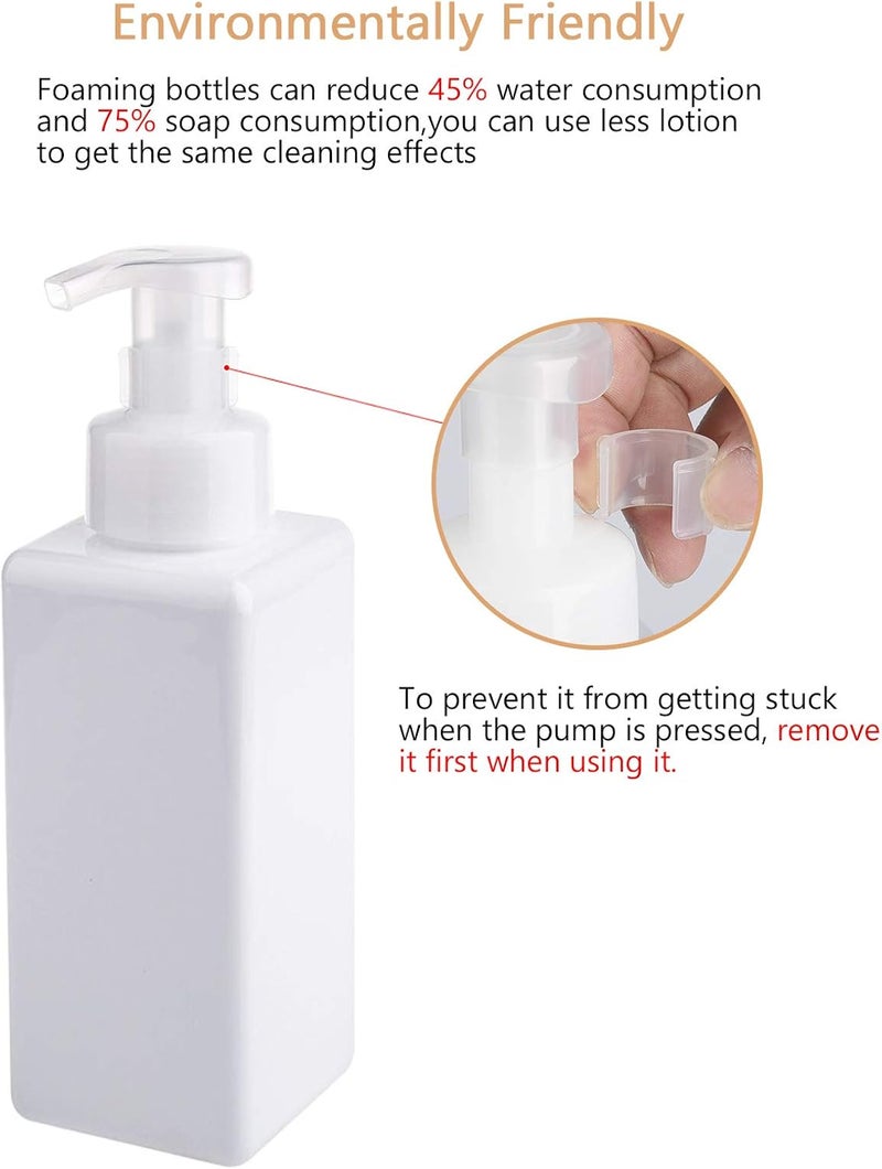 UUJOLY Foaming Soap Dispenser 650ml (22oz) Refillable Plastic Pump Bottle for Liquid Soap, Shampoo, Body Wash (2 Pcs) (White) - Image 2