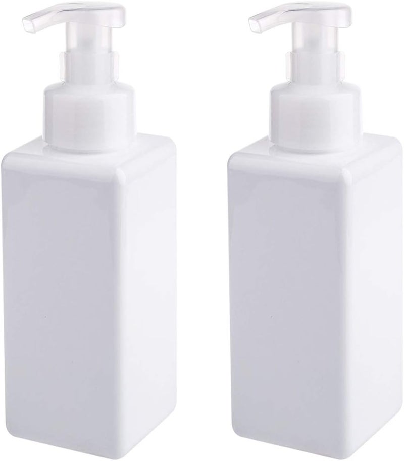 UUJOLY Foaming Soap Dispenser 650ml (22oz) Refillable Plastic Pump Bottle for Liquid Soap, Shampoo, Body Wash (2 Pcs) (White) - Image 1