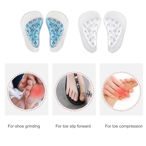 Ahamo 2-Pack Silicone Arch Support Insoles for Flat Feet - Orthotic Plantar Fasciitis Relief | Dual-Density Cushioning for Men & Women (Transparent L + Light Blue L) - Image 4