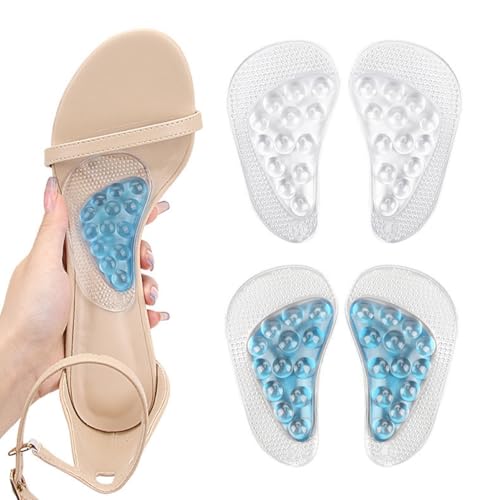 Ahamo 2-Pack Silicone Arch Support Insoles for Flat Feet - Orthotic Plantar Fasciitis Relief | Dual-Density Cushioning for Men & Women (Transparent L + Light Blue L) - Image 1