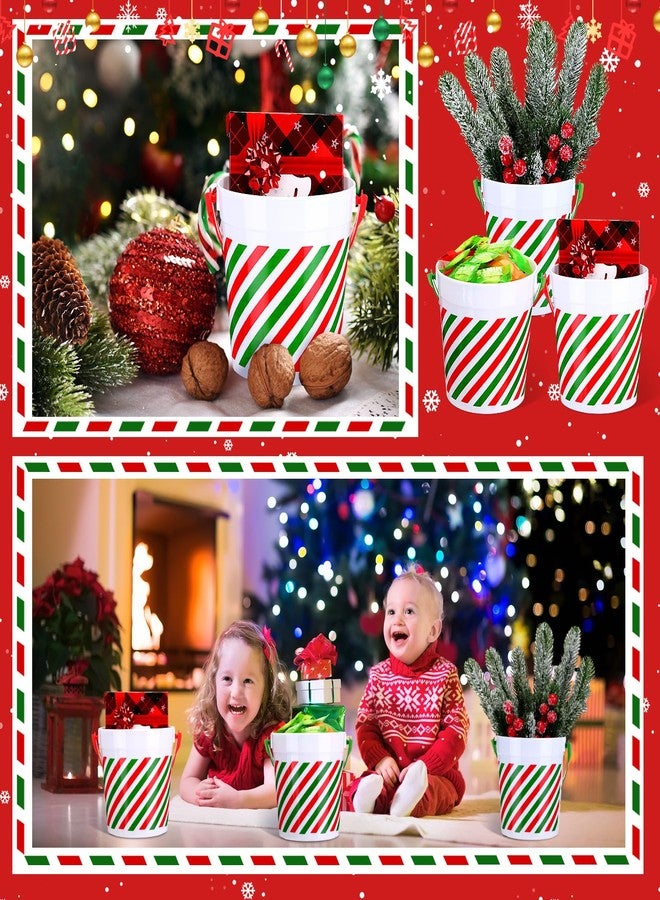 Sliner 16 Pcs Christmas Plastic Bucket with Handles 34 oz Versatile Christmas Treat Buckets Red Green Ice Container for Wine Beverage Parties Champagne Beer Vase Decoration Wedding Drink Pail Gift - Image 4