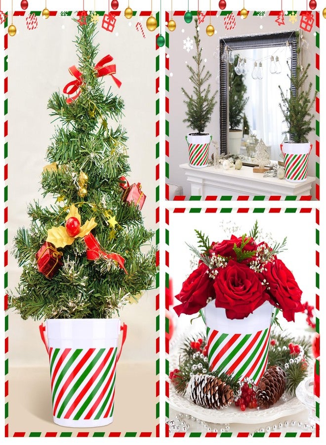 Sliner 16 Pcs Christmas Plastic Bucket with Handles 34 oz Versatile Christmas Treat Buckets Red Green Ice Container for Wine Beverage Parties Champagne Beer Vase Decoration Wedding Drink Pail Gift - Image 3