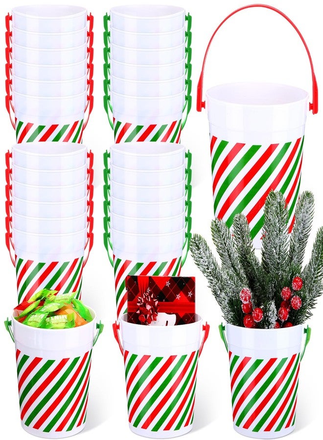 Sliner 16 Pcs Christmas Plastic Bucket with Handles 34 oz Versatile Christmas Treat Buckets Red Green Ice Container for Wine Beverage Parties Champagne Beer Vase Decoration Wedding Drink Pail Gift - Image 1