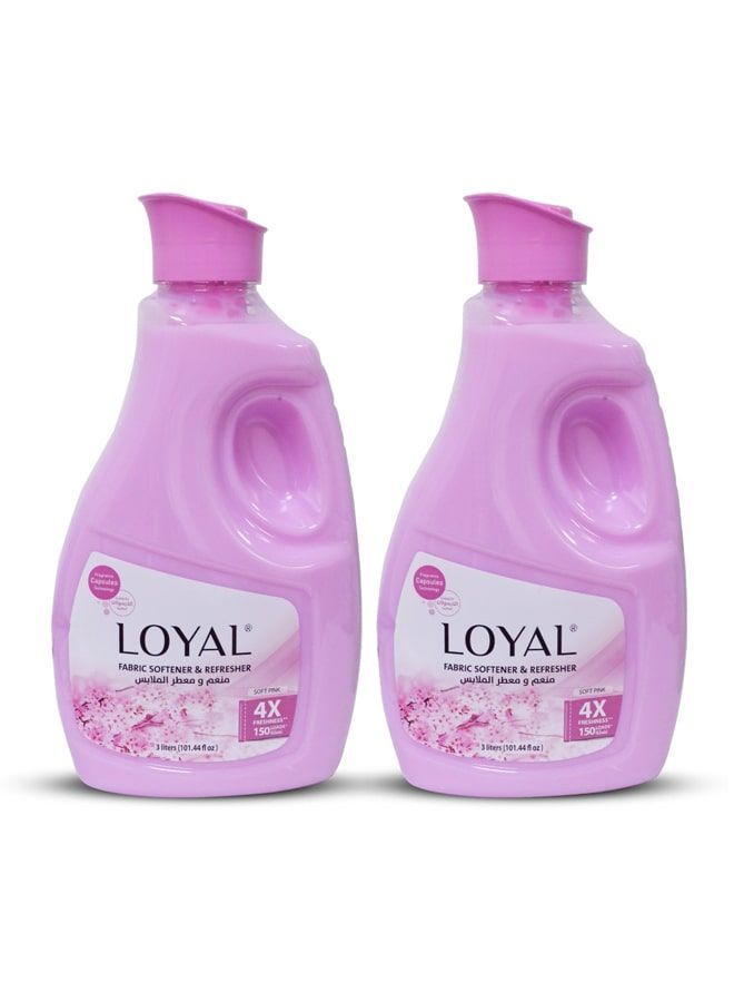 loyal Fabric Softener & Freshener Concentrated Soft Pink 150 Washes 2x3000ml - Image 1