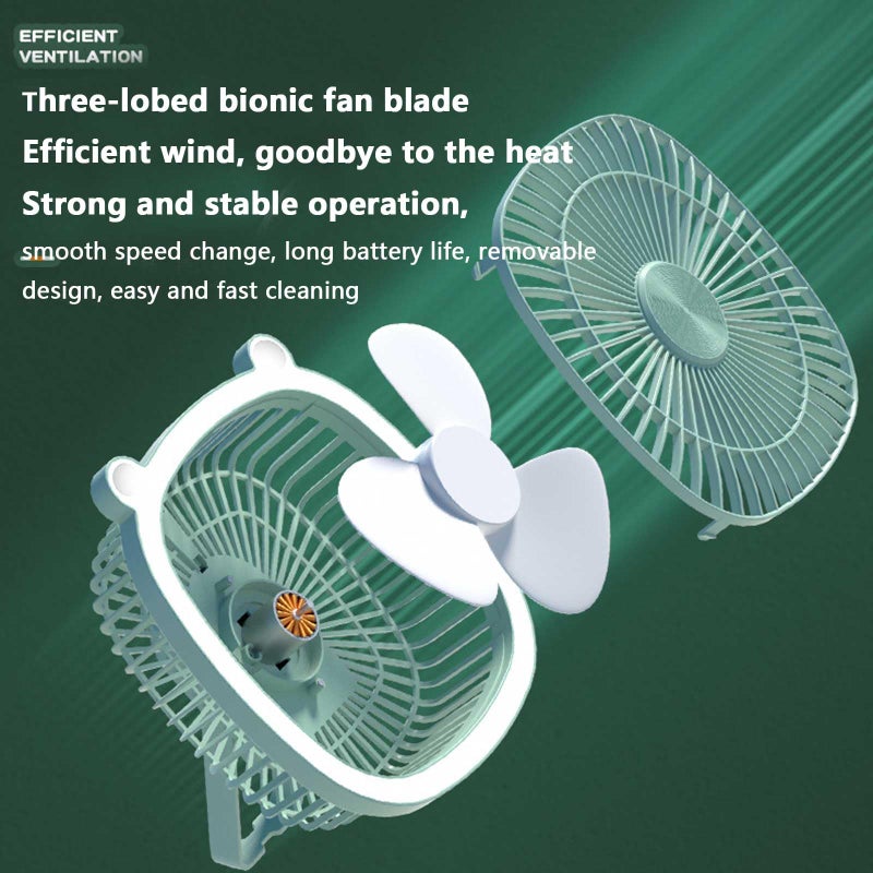 EXFOIL USB Desk Fan with light, Portable Quiet 3 Speeds Wind Desktop Personal Fan, Adjustment Mini Fan Table Fan with usb charging for Better Cooling, Home Office Car Indoor Outdoor (pink) - Image 3