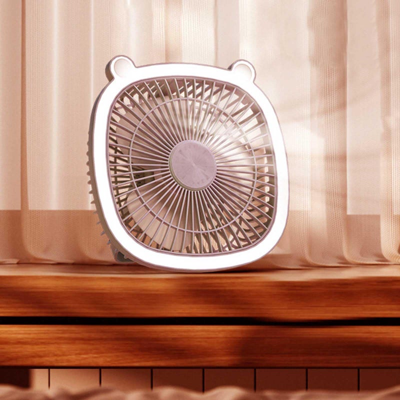 EXFOIL USB Desk Fan with light, Portable Quiet 3 Speeds Wind Desktop Personal Fan, Adjustment Mini Fan Table Fan with usb charging for Better Cooling, Home Office Car Indoor Outdoor (pink) - Image 1