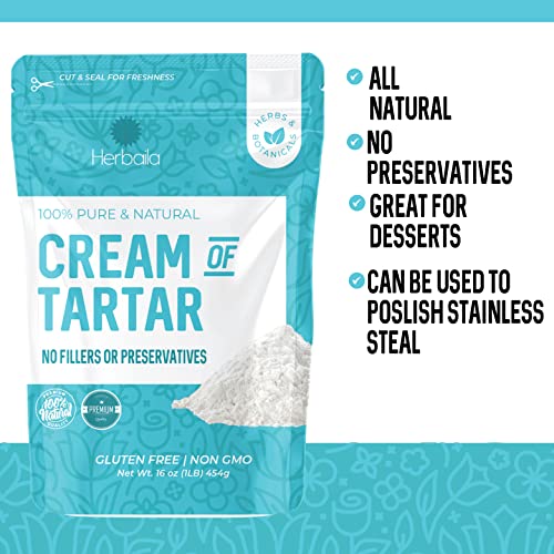 Herbaila Cream of Tartar for Baking 1lb, Gluten Free, Premium All Natural Food-grade Cream of tartar bulk, natural choice tartar powder - great for meringues, bath bombs, cream of tarter 1 lb - Image 5