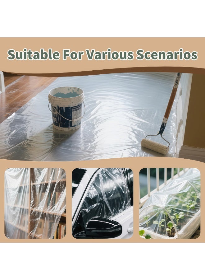 6 packs of transparent plastic cloth, furniture protection, building waterproofing membrane, dust, and painted floor sofa covers，Polythene Sheeting for Furniture & Floor Protection. (Clear-6 Pack) - Image 4