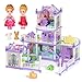 randhar Princess Dollhouse Set Lilac Purple Doll House with 9 Rooms on 3 Floors Includes 2 Dolls 2 Pets 12 Pieces of Furniture and Other Accessories Prefect Gift for Girls Dreamy Dollhouse - Image 2