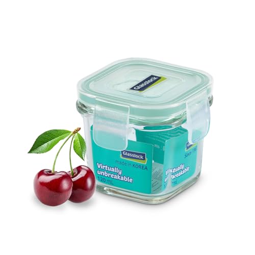 Glasslock Korea Tempered Glass Storage Containers with Lid - Classic 120ml Square - Airtight Food Storage Kitchen Container - Office Lunch Tiffin Box/Bowl, Microwave/Dishwasher/Fridge/Freezer Safe - Image 1