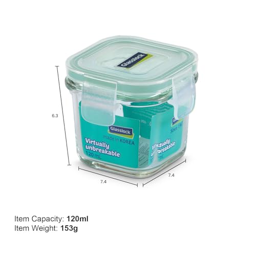 Glasslock Korea Tempered Glass Storage Containers with Lid - Classic 120ml Square - Airtight Food Storage Kitchen Container - Office Lunch Tiffin Box/Bowl, Microwave/Dishwasher/Fridge/Freezer Safe - Image 5