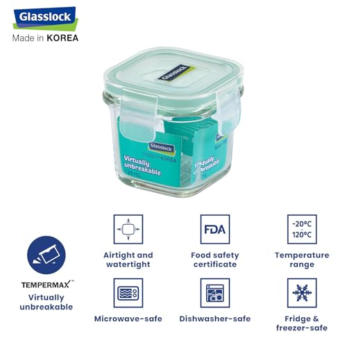 Glasslock Korea Tempered Glass Storage Containers with Lid - Classic 120ml Square - Airtight Food Storage Kitchen Container - Office Lunch Tiffin Box/Bowl, Microwave/Dishwasher/Fridge/Freezer Safe - Image 3
