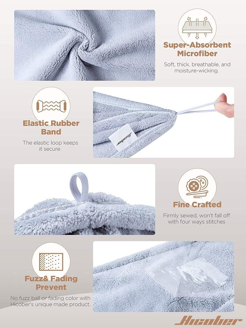 Hicober Microfiber Hair Towel, 3 Packs Hair Turbans for Wet Hair, Drying Hair Wrap Towels for Curly Hair Women Anti Frizz(Grey,Blue,Grey) - Image 3