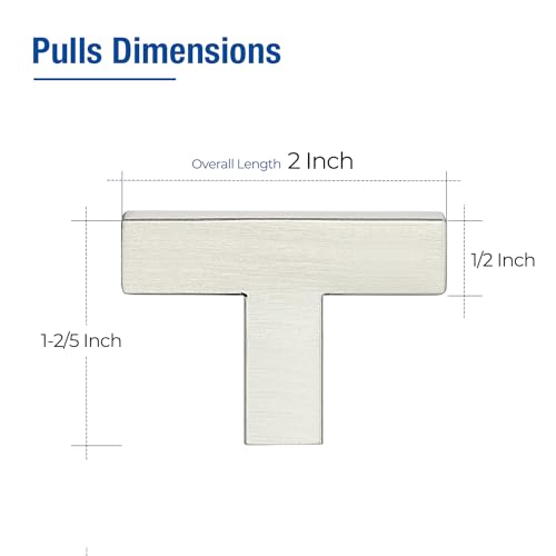 JOY DECOR 30 Pack Cabinet Knobs 2 Inch Brushed Nickel Kitchen Cabinet Handles Square Drawer Pulls Stainless Steel Single Hole Drawer Knobs for Dresser Drawers - Image 3