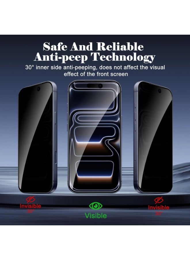 iPhone 17 Pro Privacy Tempered Glass with 2-Pack 9H Hardness Anti-Scratch 5D Privacy Protection Glass For iPhone 17 Pro 6.3-inch - Image 3
