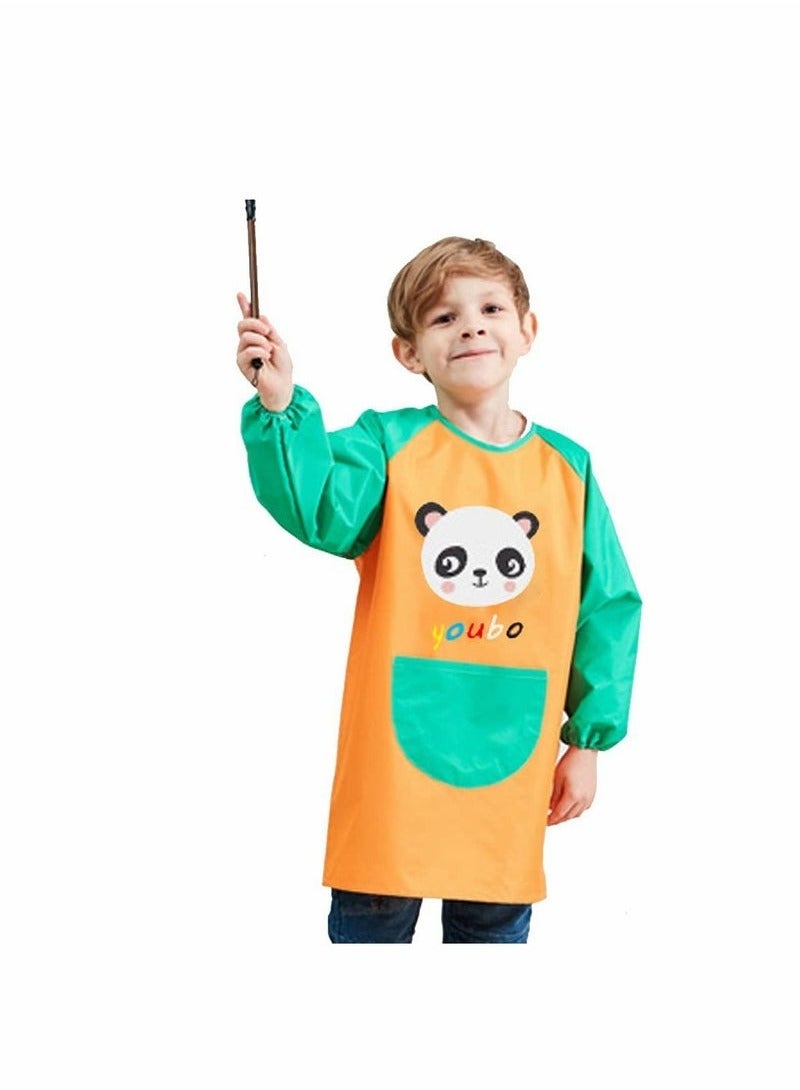 بلوزات فنية للأطفال، بلوزات أطفال بأكمام طويلة، مريلة أطفال مقاومة للماء والزيت، مع جيوب بلوزات فنية ومئزر للأطفال من سن 5 إلى 10 سنوات - قطعة واحدة - Image 1