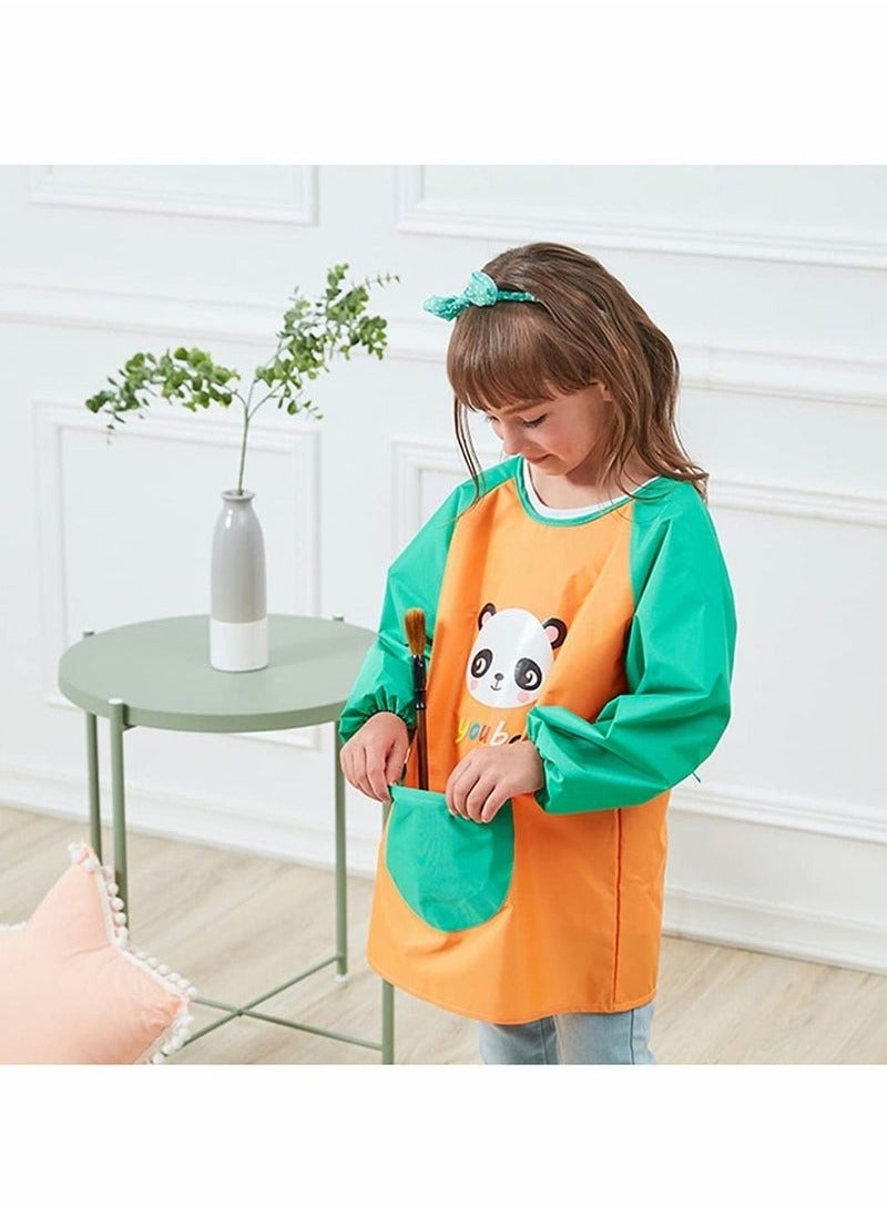 بلوزات فنية للأطفال، بلوزات أطفال بأكمام طويلة، مريلة أطفال مقاومة للماء والزيت، مع جيوب بلوزات فنية ومئزر للأطفال من سن 5 إلى 10 سنوات - قطعة واحدة - Image 4