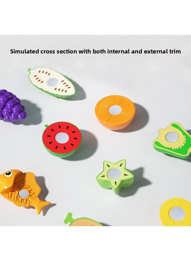Children's Play House Toys Simulation Kitchen Vegetables And Fruits Cutting Music Peeling And Cutting Food Toys-Color:32-piece Set For Peeling Fruits And Vegetables - Image 3