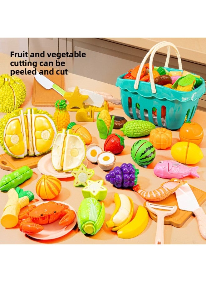 Children's Play House Toys Simulation Kitchen Vegetables And Fruits Cutting Music Peeling And Cutting Food Toys-Color:32-piece Set For Peeling Fruits And Vegetables - Image 2