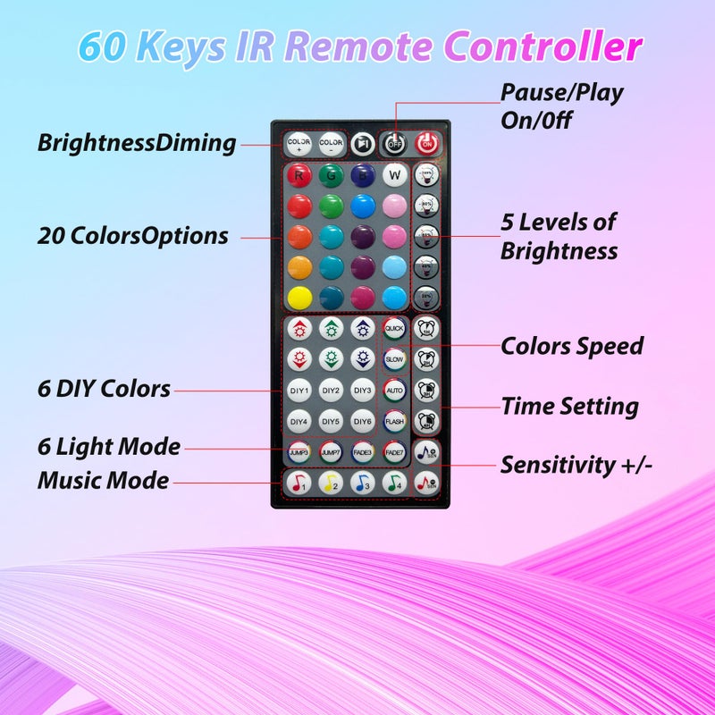 Ledagic Led Lights for Bedroom 50ft Music Sync Color Changing Led Strip Lights with Remote and App Control RGB Led Light Strip for Home Party Room Decor - Image 5