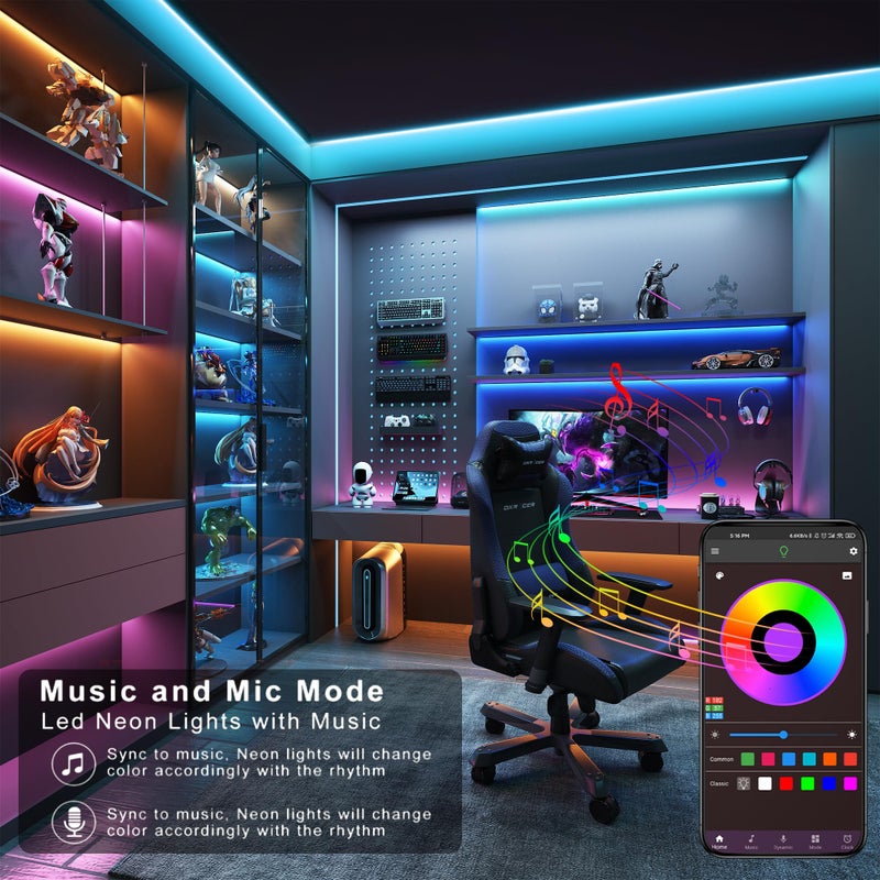 Ledagic Led Lights for Bedroom 50ft Music Sync Color Changing Led Strip Lights with Remote and App Control RGB Led Light Strip for Home Party Room Decor - Image 3