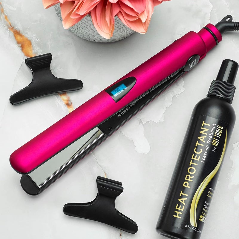 Hot Tools Professional Digital Titanium Flat Iron, 1 Inch, Pink - Image 5