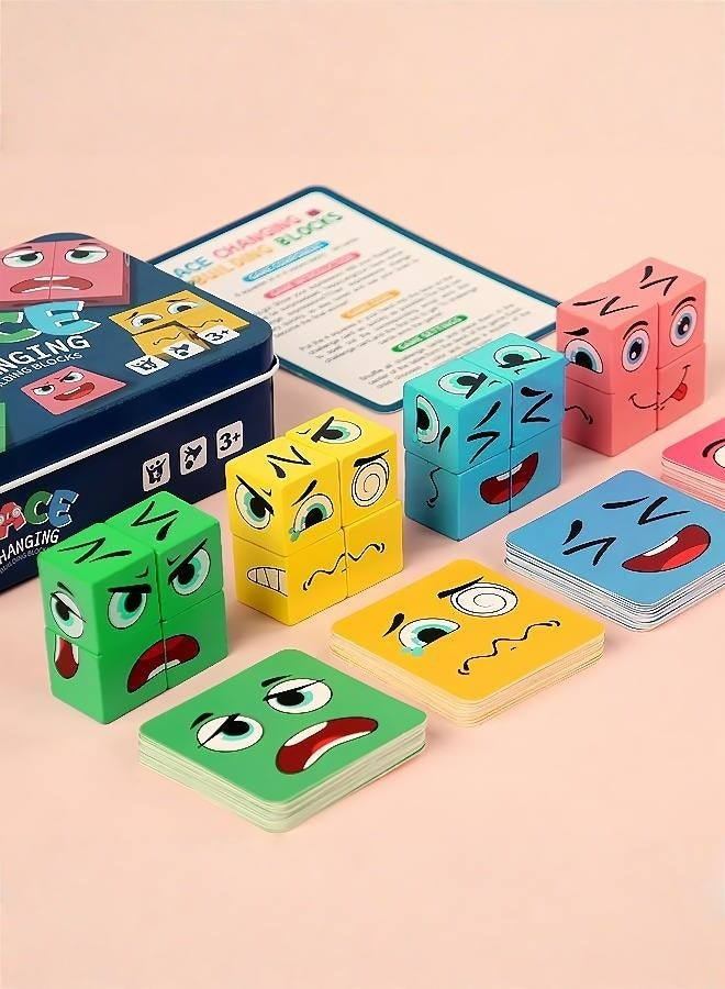 Wooden Face Changing Magic Cube Game, Montessori Puzzle Game for Kids Educational Face Changing Cubes  - Image 3