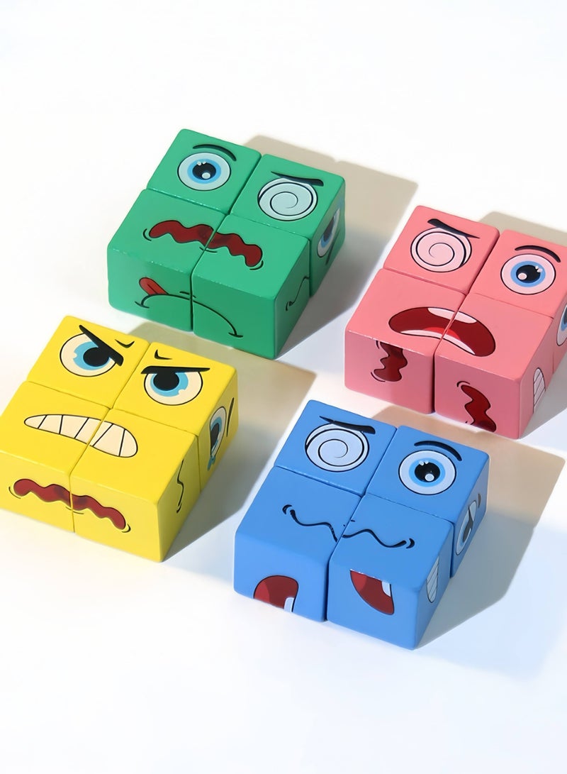 Wooden Face Changing Magic Cube Game, Montessori Puzzle Game for Kids Educational Face Changing Cubes  - Image 4