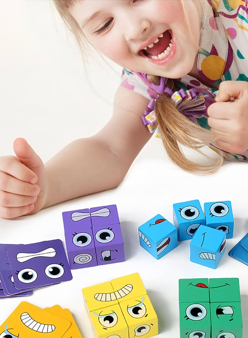 Wooden Face Changing Magic Cube Game, Montessori Puzzle Game for Kids Educational Face Changing Cubes  - Image 5
