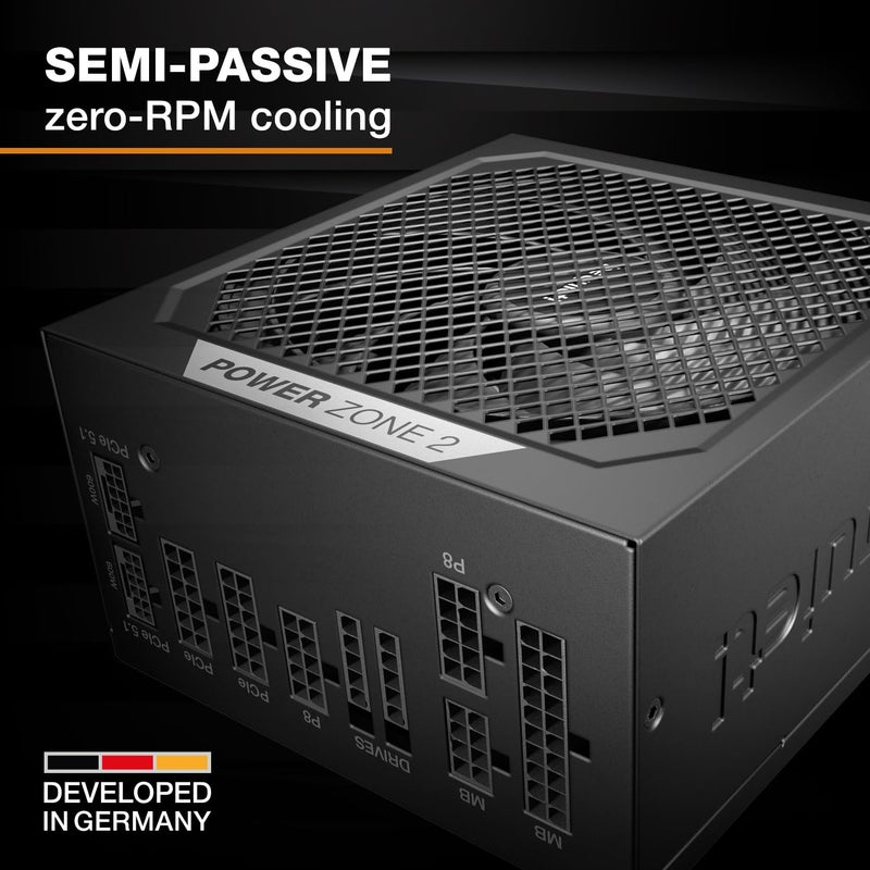 be quiet! كن هادئًا! باور زون 2 750W ATX 3.1 PSU | 80 بلس وكايبناتيكس بلاتينيوم للكفاءة | مزود طاقة منخفض الضوضاء بسرعة صفر RPM | جاهز لـ PCIe 5.1 | أسود | BP006US - Image 3