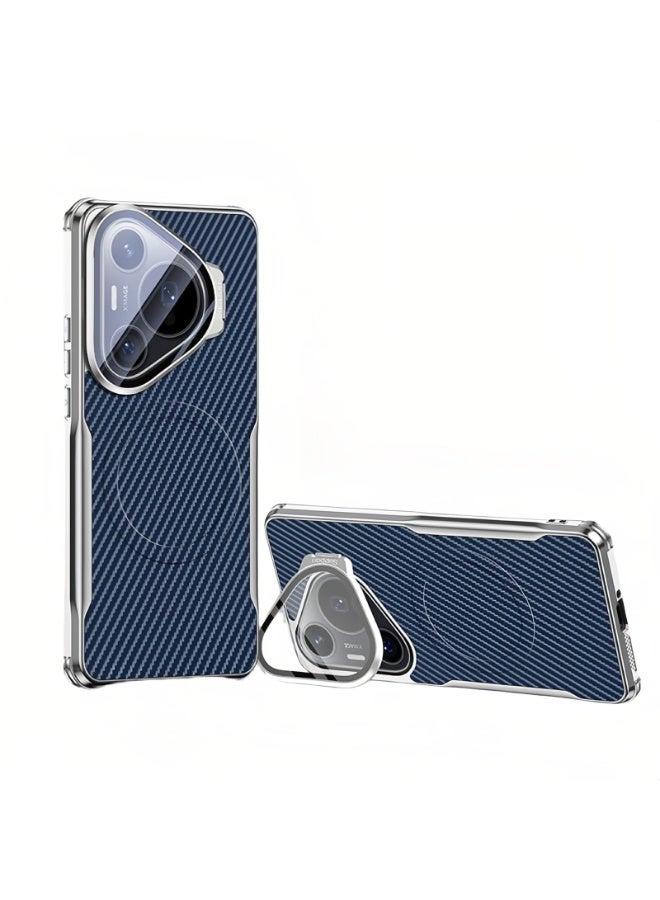 general Ultra Thin Case Compatible with Huawei Pura 80 Pro/80 Pro+, 【Compatible with Mag-Safe】 Carbon Fiber Texture Camera Case Anti-Fingerprint Protection Shock Cover with Stand - Image 3