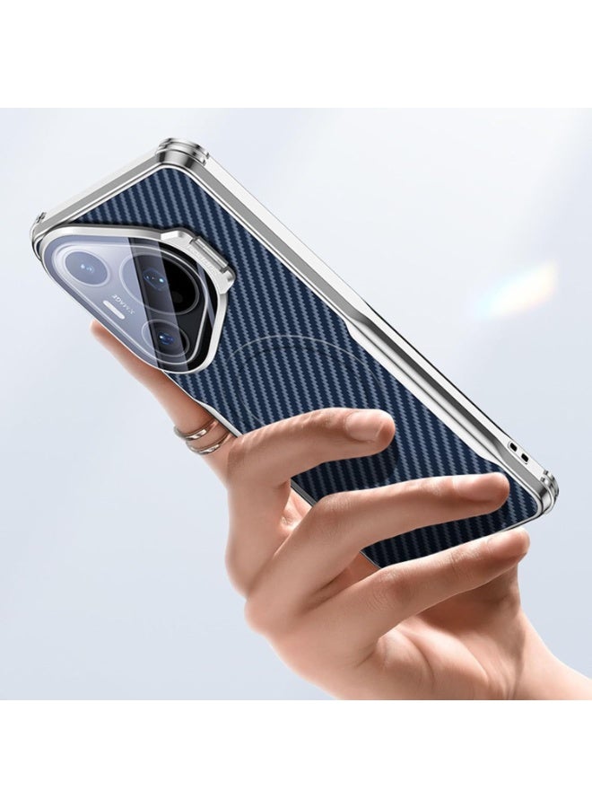 general Ultra Thin Case Compatible with Huawei Pura 80 Pro/80 Pro+, 【Compatible with Mag-Safe】 Carbon Fiber Texture Camera Case Anti-Fingerprint Protection Shock Cover with Stand - Image 2