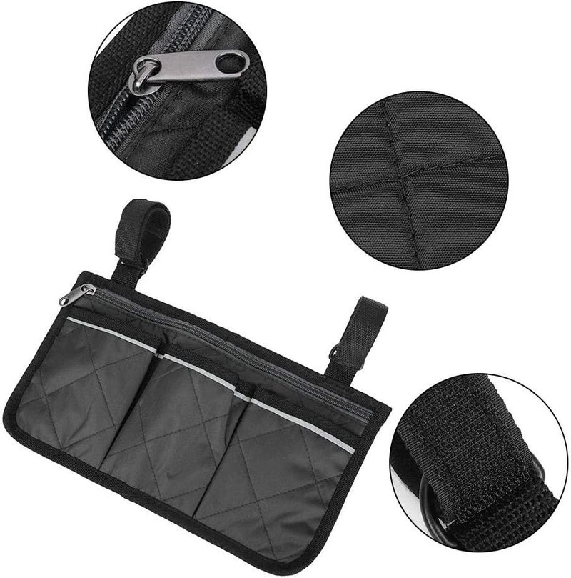 klarako Wheelchair Backpack Bag, Multifunctional Wheelchair Scooter Armrest Side Bag Walker Hanging Pouch Storage Organizer(Black) - Image 5