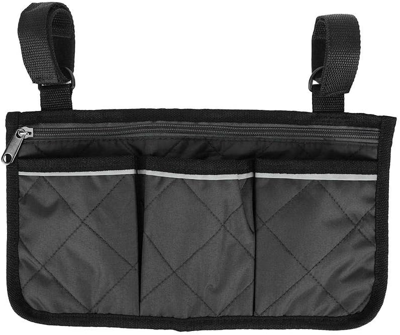 klarako Wheelchair Backpack Bag, Multifunctional Wheelchair Scooter Armrest Side Bag Walker Hanging Pouch Storage Organizer(Black) - Image 1
