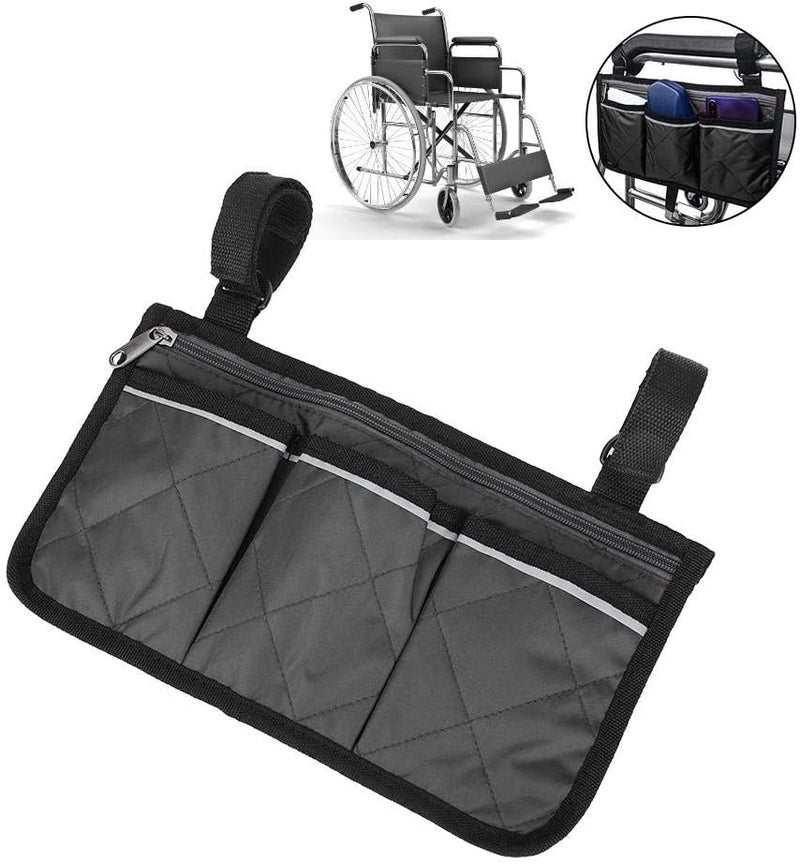 klarako Wheelchair Backpack Bag, Multifunctional Wheelchair Scooter Armrest Side Bag Walker Hanging Pouch Storage Organizer(Black) - Image 4