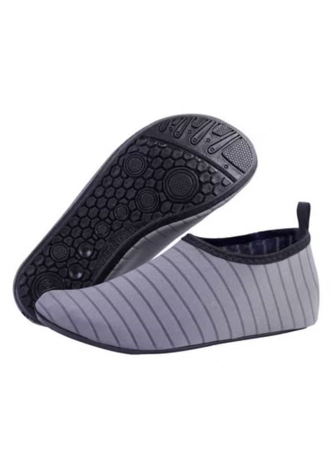 DURKU Water Shoes for Women Men Kids, Barefoot Quick-Dry Aqua Water Socks Slip-on Swim Beach Shoes for Snorkeling Surfing Kayaking Beach Walking Yoga (Grey) - Image 1