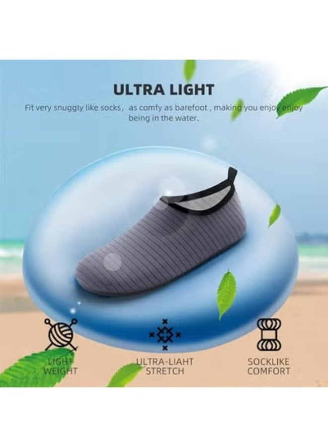 DURKU Water Shoes for Women Men Kids, Barefoot Quick-Dry Aqua Water Socks Slip-on Swim Beach Shoes for Snorkeling Surfing Kayaking Beach Walking Yoga (Grey) - Image 4