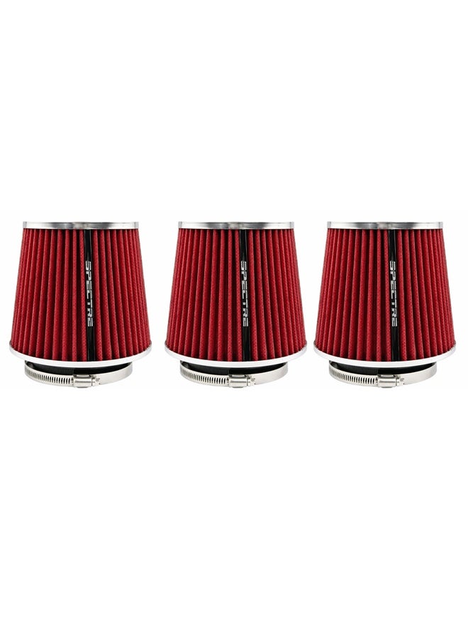 3 pcs Universal Round Tapered Air Filter High Flow Performance Cone Air Intake Filter Washable Reusable Engine Air Filter for Car SUV Bike Increased Airflow Better Acceleration Engine Protection Clamp Fit Design - Image 1