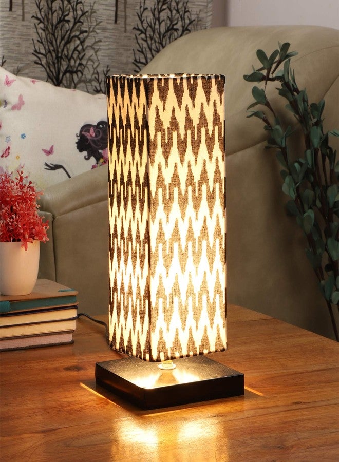 tu casa Table Lamps Black Metal Base with Black/White Cotton (Chevron Print) Shades for Home Décor, Bedrooms, Living Room, Gifting, Diwali Decoration, Dining Space, Study Room, Restaurants (H-12) - Image 2