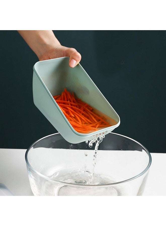 Potency Stainless Steel Mandoline Food Slicer With Container - For Kitchen, Potato, Tomato, Carrot, Onion - Julienne Shredder (Yellow) - Image 4