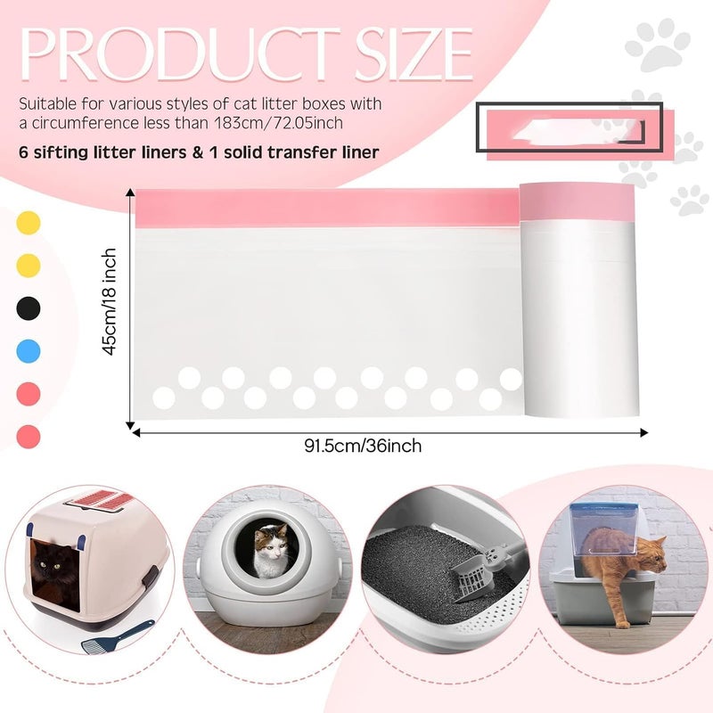 SWIUKPHE 28 Count Jumbo Sifting Cat Litter Bags, 36 x 18 Inch Extra Large Thick Cat Litter Box Liners with Holes Disposable Thick Scratch Resistant Cat Litter Bags Drawstring Litter Box Liners for Litter Box - Image 2