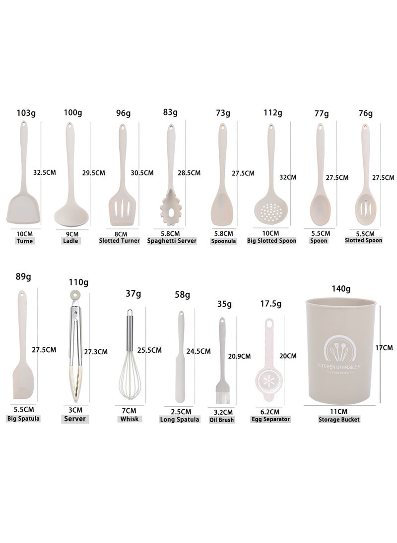 15pcs Silicone Cooking Utensils Set , 230℃ Heat Resistant Kitchen Utensils,Turner Tongs,Spoon,Brush,Whisk,Kitchen Utensil Tools Set for Nonstick Cookware,Dishwasher Safe (BPA Free) - Khaki - pzsku/Z9D3DE7C71442DBED74E2Z/45/_/1712038654/3a334f7a-5ce8-4e7d-8c76-7c15d429b5c1