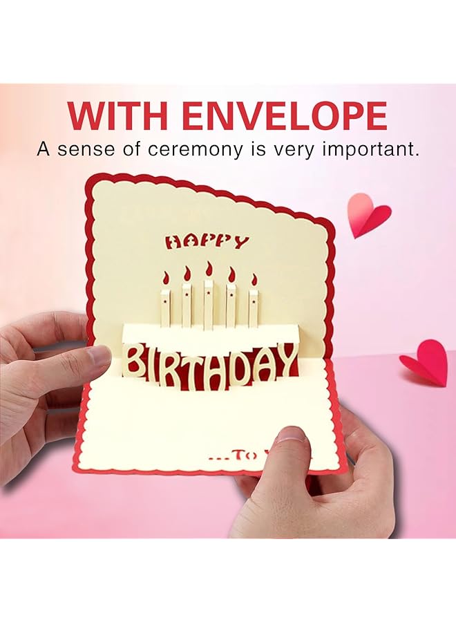 erorex 3D Birthday Card Happy Birthday Card Includes Envelope And Note Tag Pop Up Birthday Cards For Women Men Kid Girl 1Pcs Red - Image 2