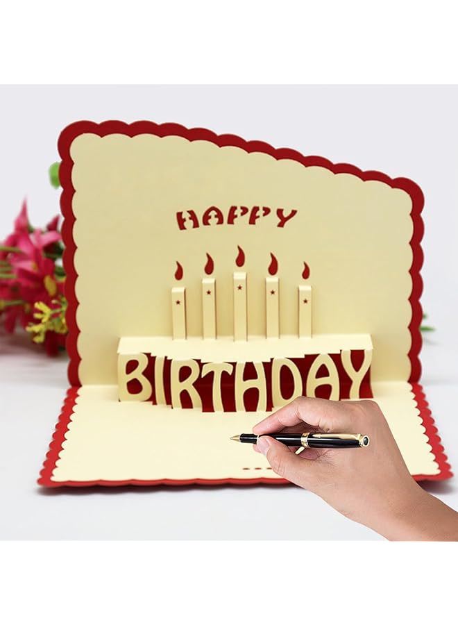 erorex 3D Birthday Card Happy Birthday Card Includes Envelope And Note Tag Pop Up Birthday Cards For Women Men Kid Girl 1Pcs Red - Image 3