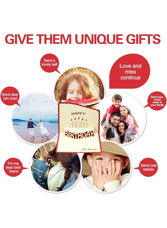 erorex 3D Birthday Card Happy Birthday Card Includes Envelope And Note Tag Pop Up Birthday Cards For Women Men Kid Girl 1Pcs Red - Image 4
