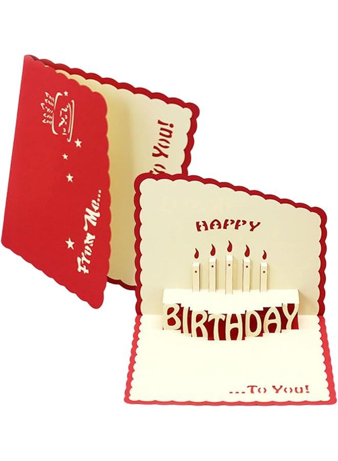 erorex 3D Birthday Card Happy Birthday Card Includes Envelope And Note Tag Pop Up Birthday Cards For Women Men Kid Girl 1Pcs Red - Image 1