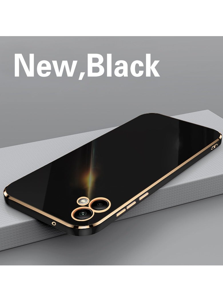 سامسونج جالاكسي A04 4G أسود الهاتف الخليوي القضية ، ديلوكس مطلي الغطاء الخلفي لينة ، محدب كاميرا حماية كاملة - Image 1