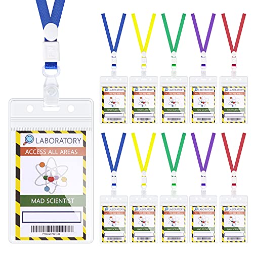 DLUGOPIS 10 Pieces Science Name Badge Science Decorations Party Lanyards Scientist Theme for School Party - Image 1