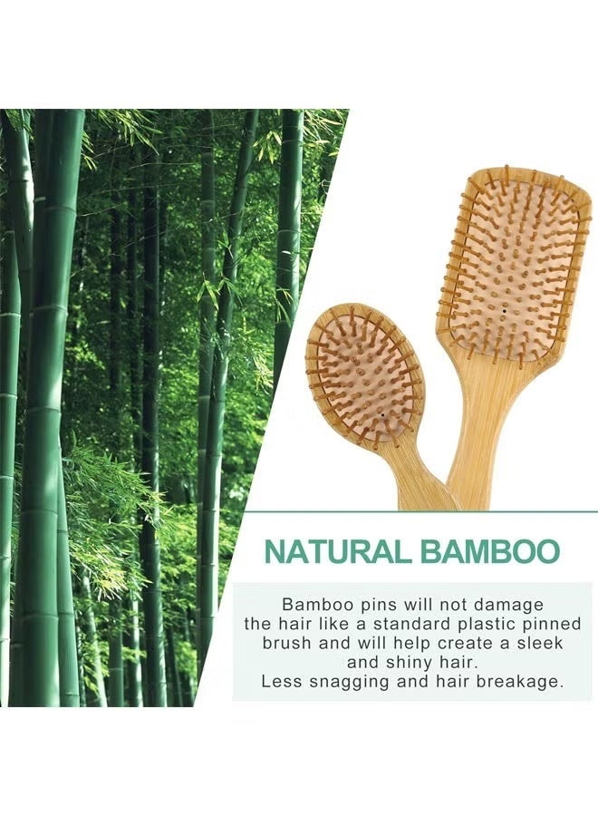 JUMEI 4-Piece Bamboo Hair Brush & Comb Set – Detangling Paddle Brush, Wooden Combs, Eco-Friendly, Handmade, for Women, Men & Kids - Image 3